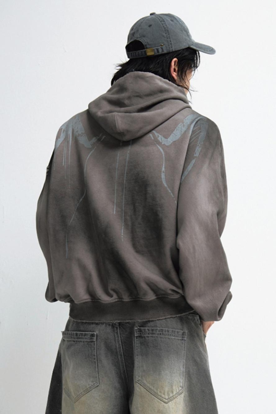 Stained Distressed Embroidered Hoodie