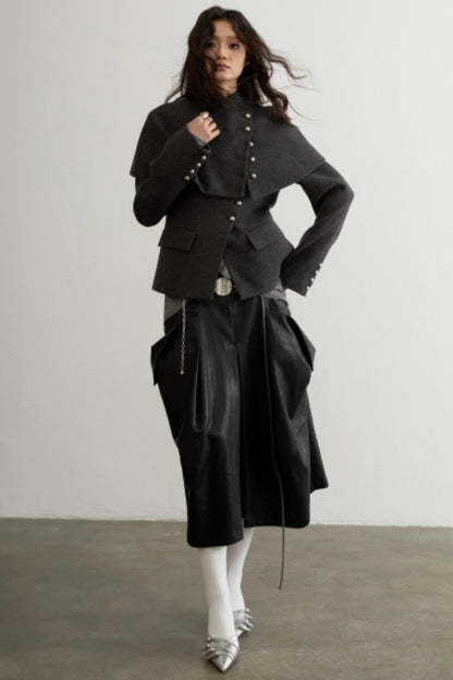 Retro Pleated Faux Leather Pants