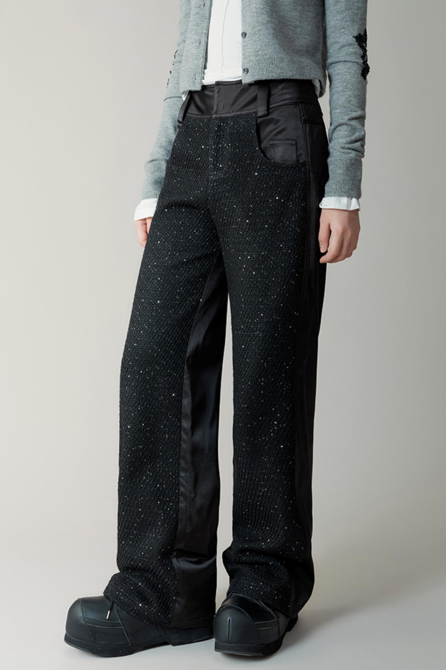 High-Waisted Sequin Casual Pants