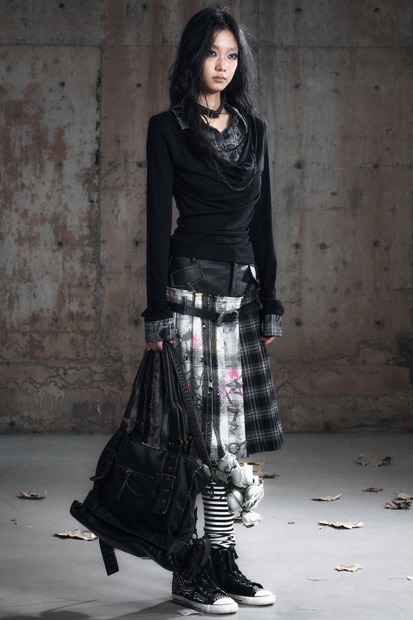 Swing Collar Long Sleeve Shirt