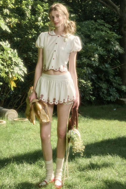 White Lace Shirt Skirt Set-Up