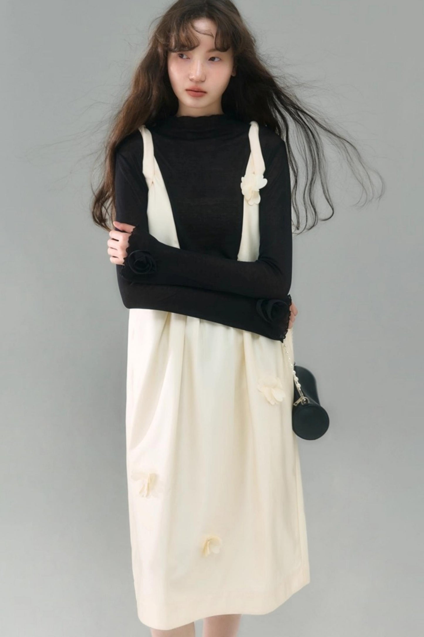 Flower Twisted Strap Suspender Dress