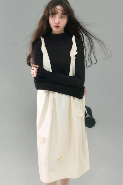 Flower Twisted Strap Suspender Dress