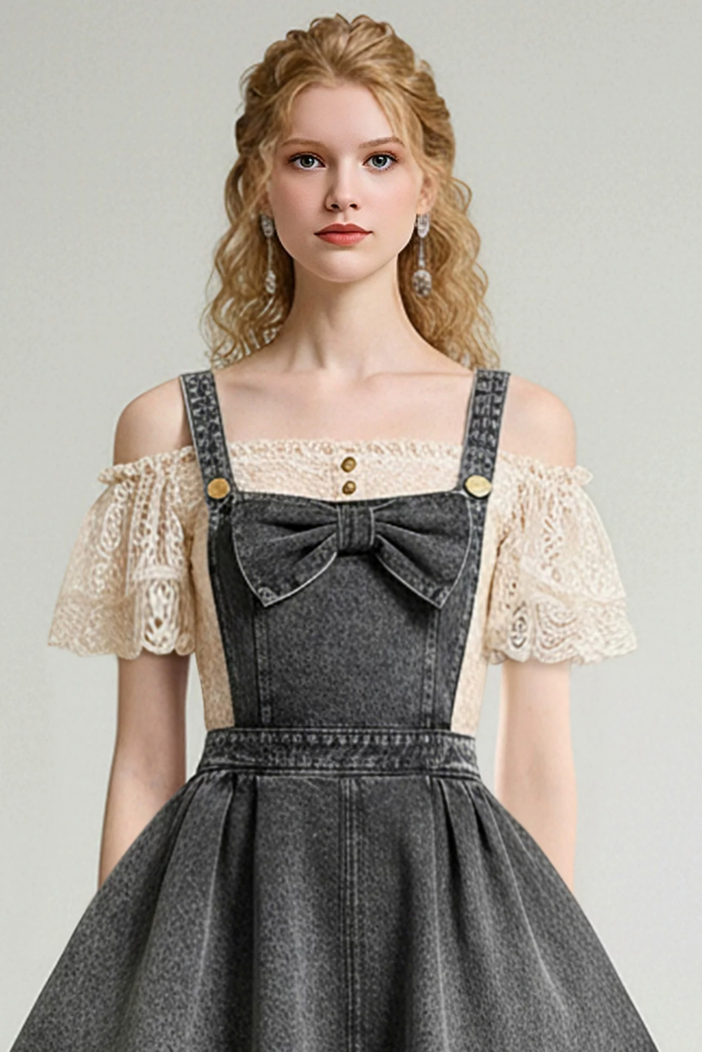 Denim Suspender Dress Set-Up