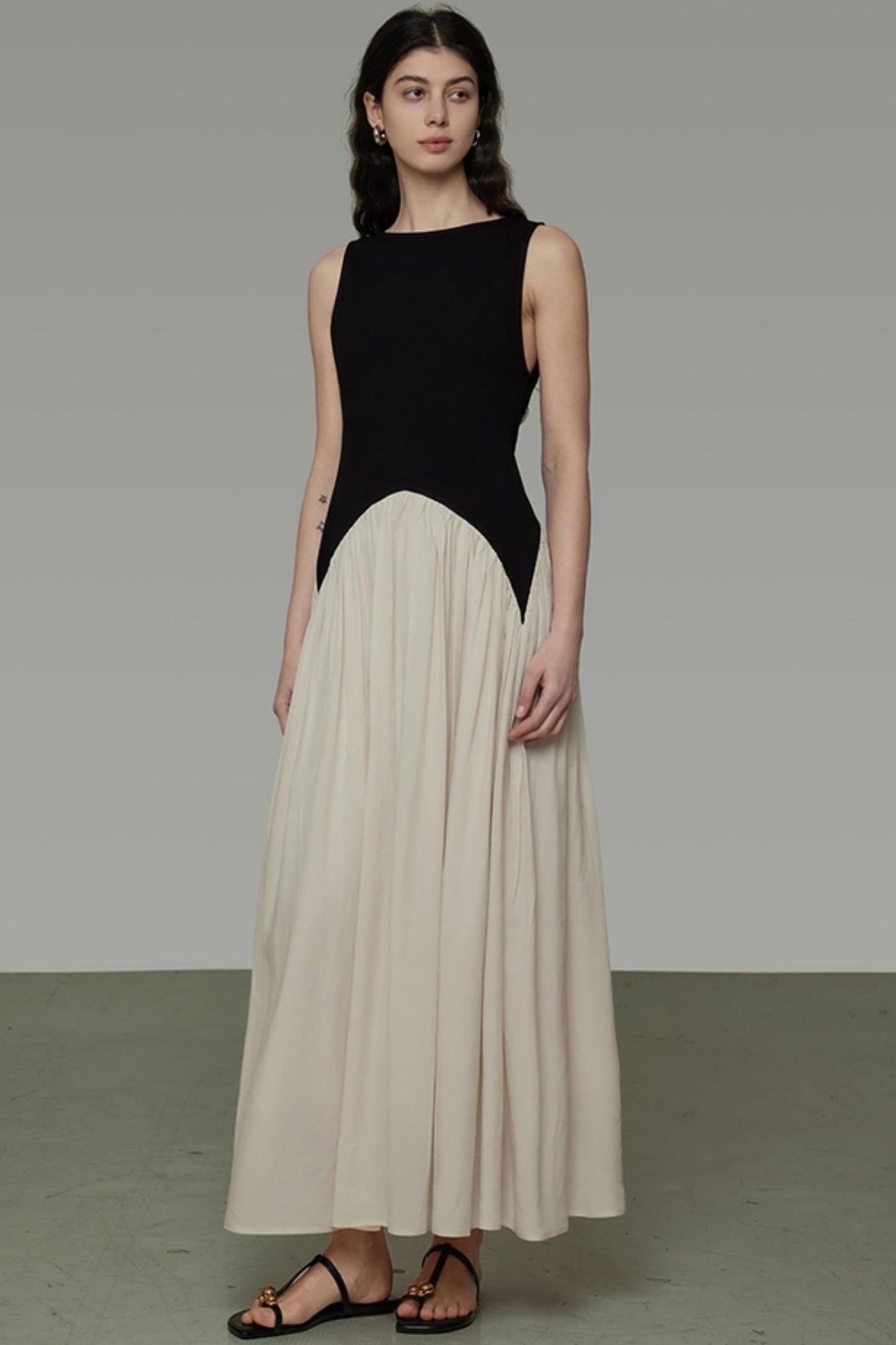 Colorblock Sleeveless Maxi Dress