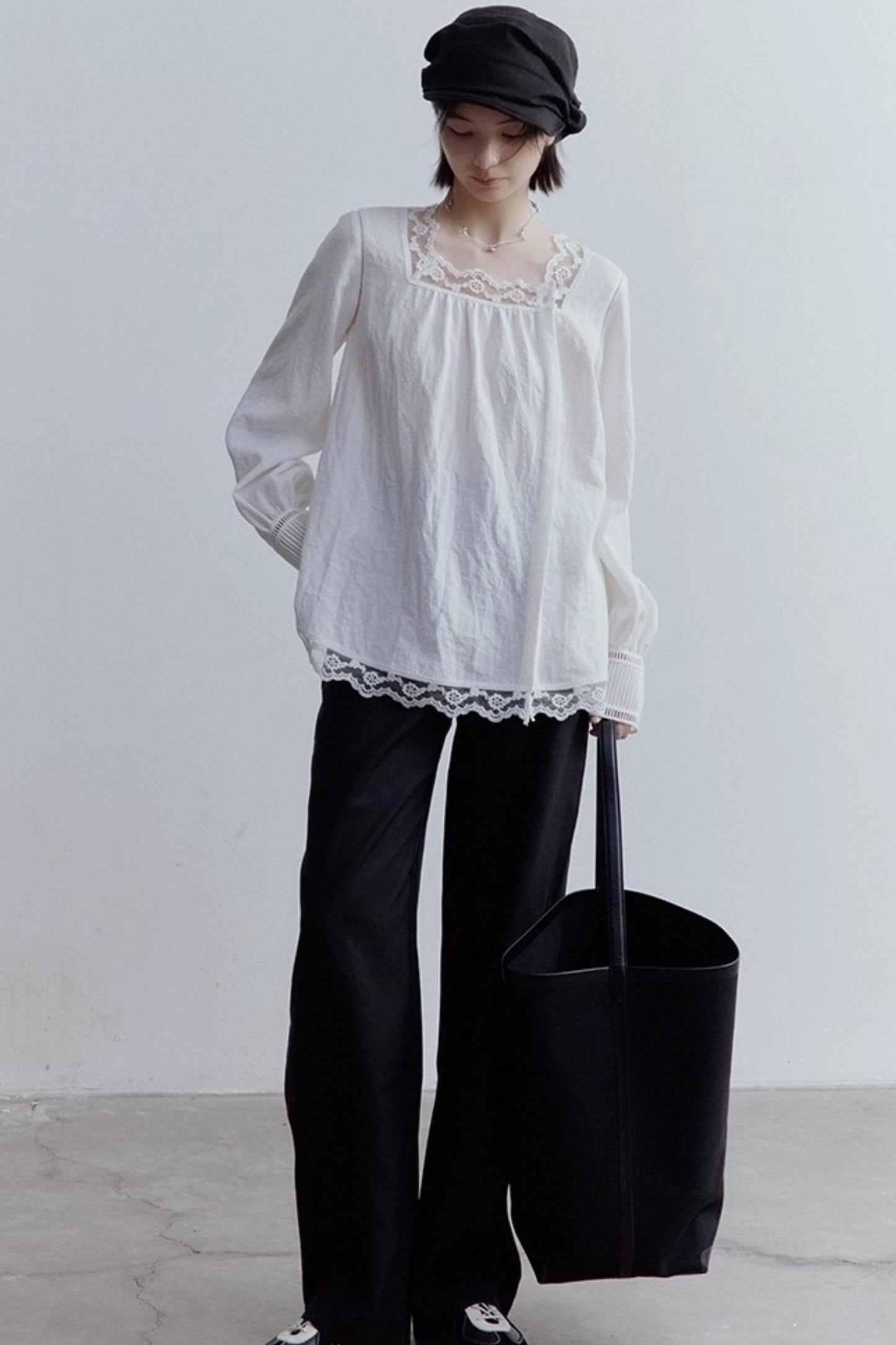 Lace Stitching Heavy Work Cuffs Shirt