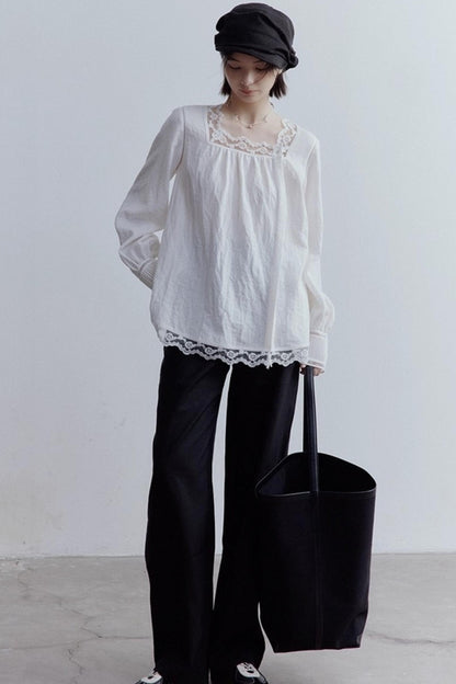 Lace Stitching Heavy Work Cuffs Shirt