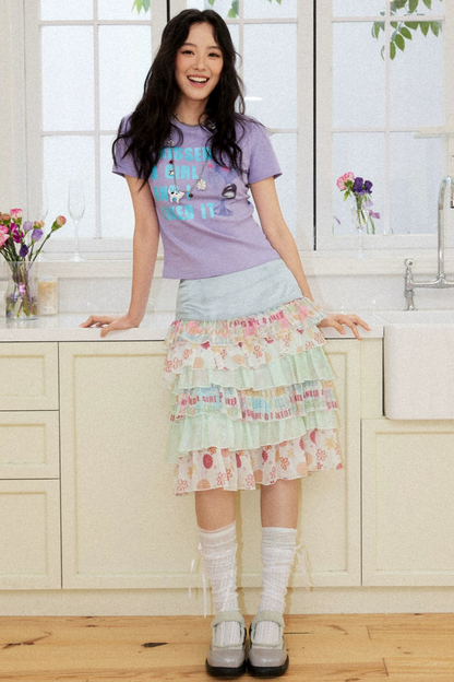 Satin Floral Cake Skirt