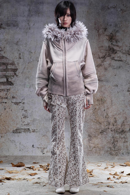 Vintage Leopard Print Flared Pants