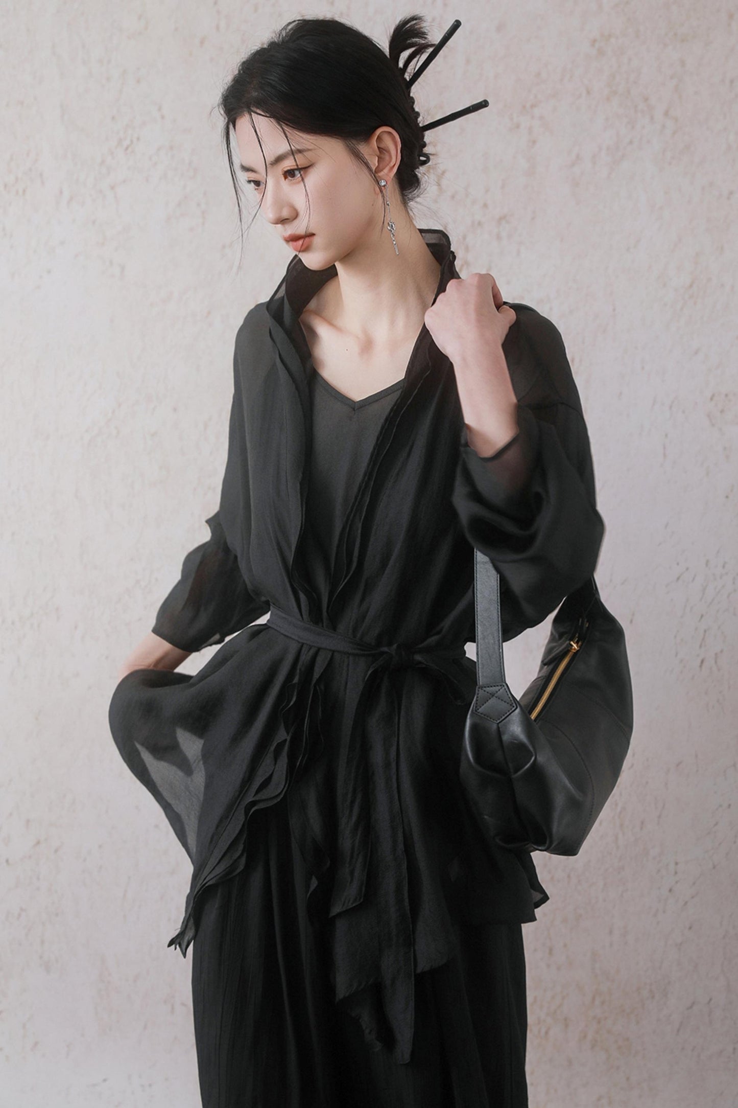 Elegant Sheer Black Two-Piece Set