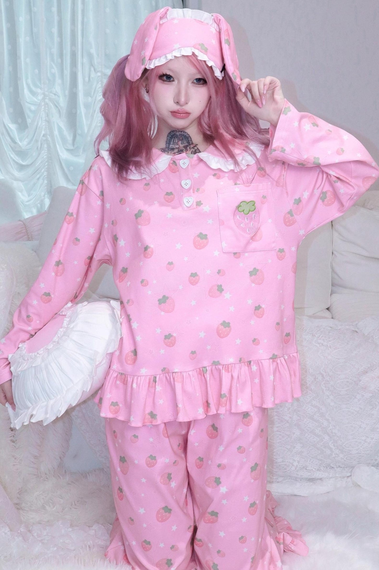 Soft Strawberry Star Pajamas Set-Up