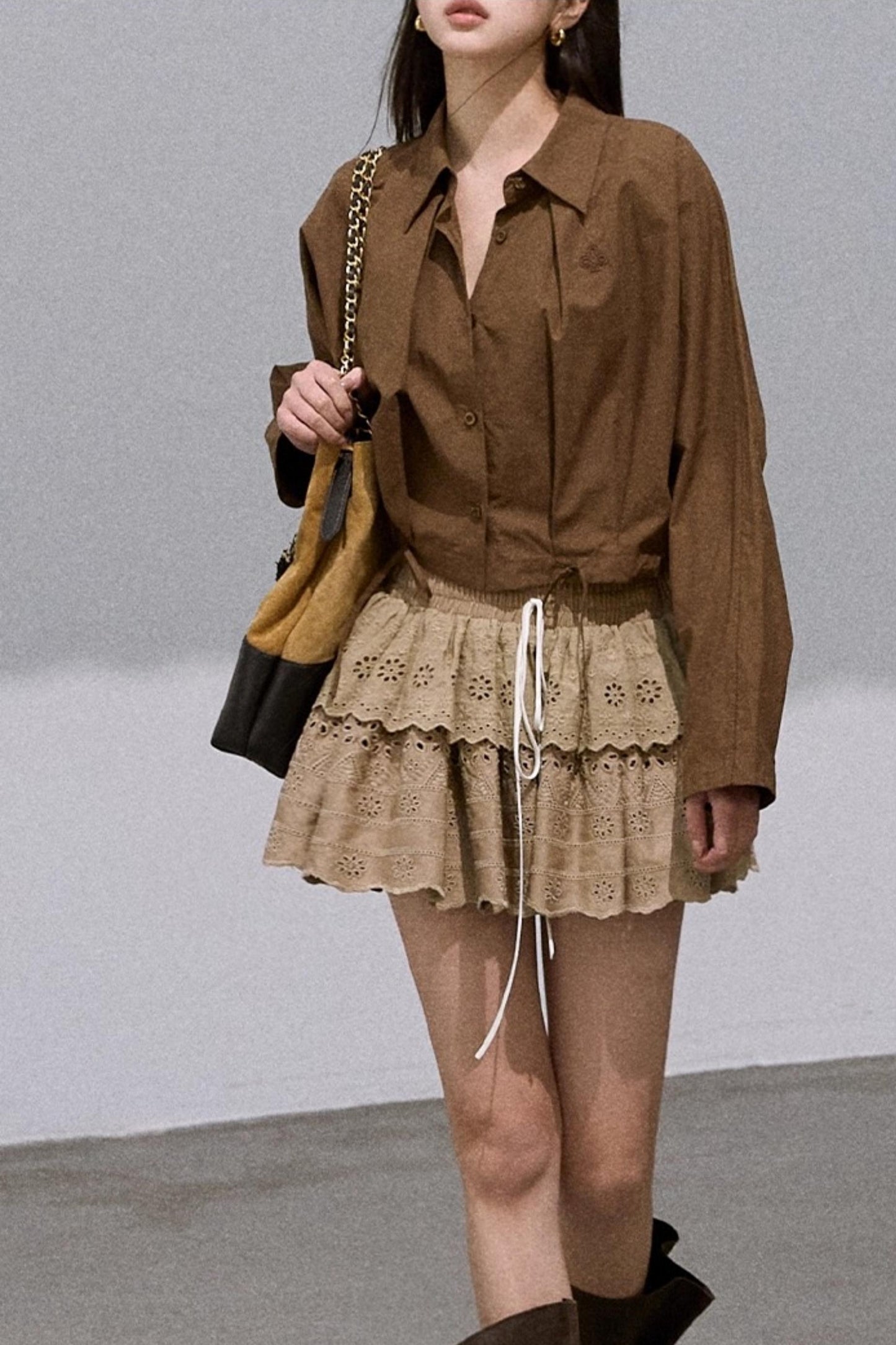 Lyocell Perforated Embroidered Puffy Cake Skirt