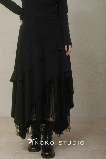 Layered Asymmetrical Lace Skirt