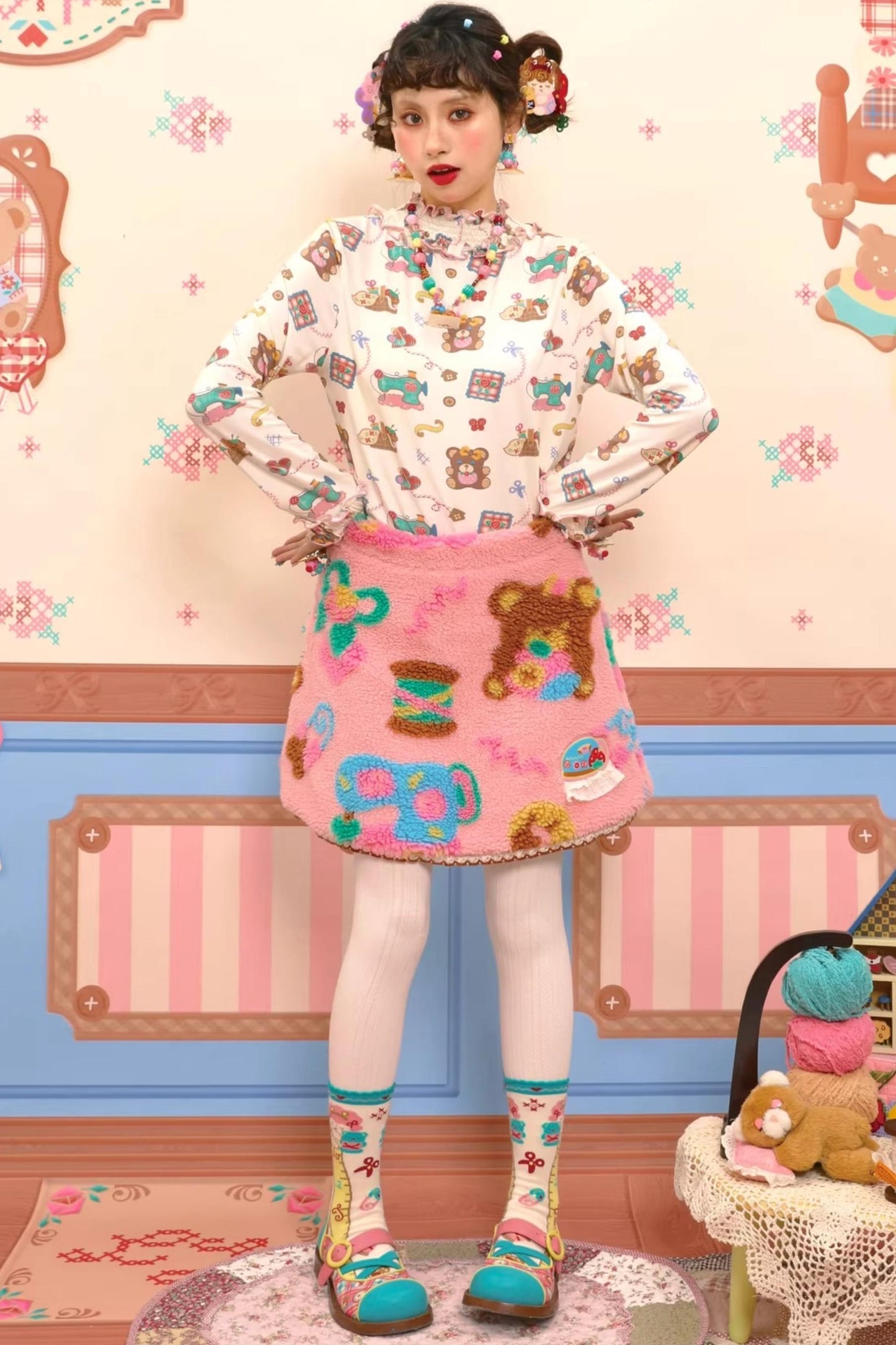 Pink Plush Sherpa Skirt