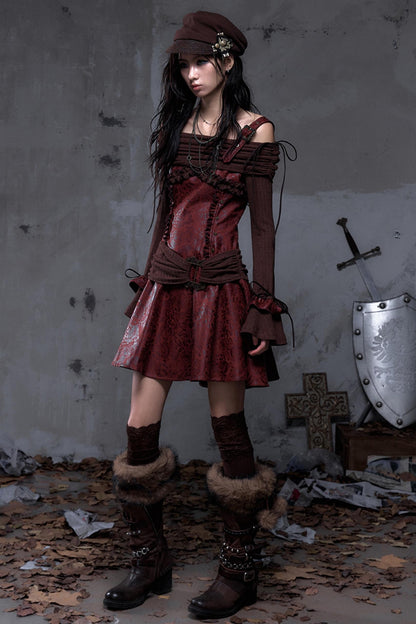 Retro Punk Patchwork Knit Dress