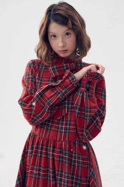 Retro Plaid Ruffle Dress
