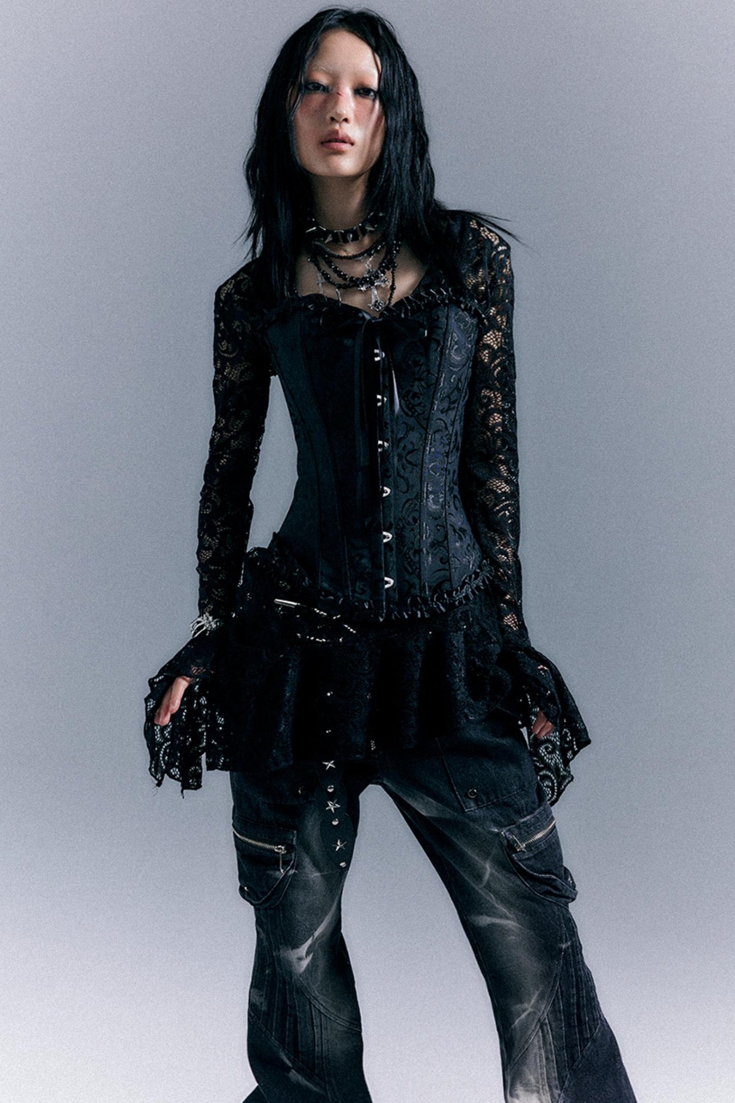 Lace Herringbone Corset Top Set-Up