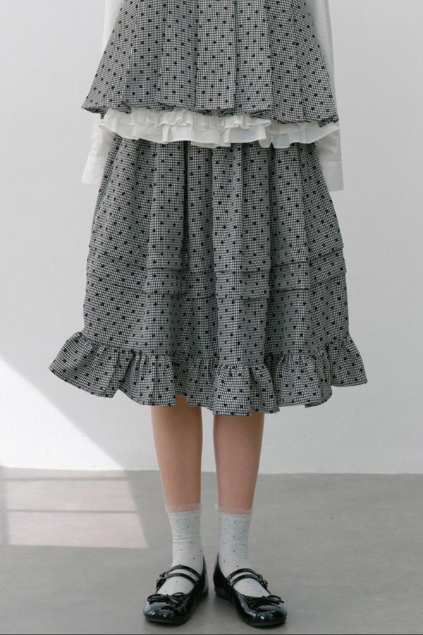 Plaid Flower Puffy Skirt Set-Up