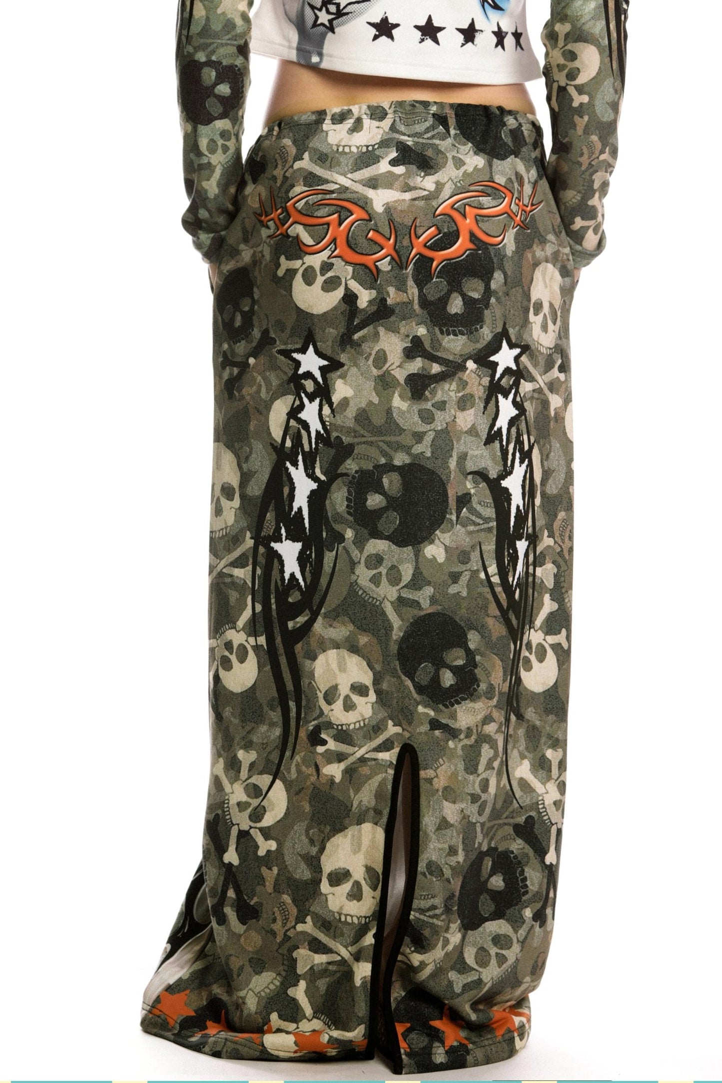 Camouflage Print Sweatshirt Skirt