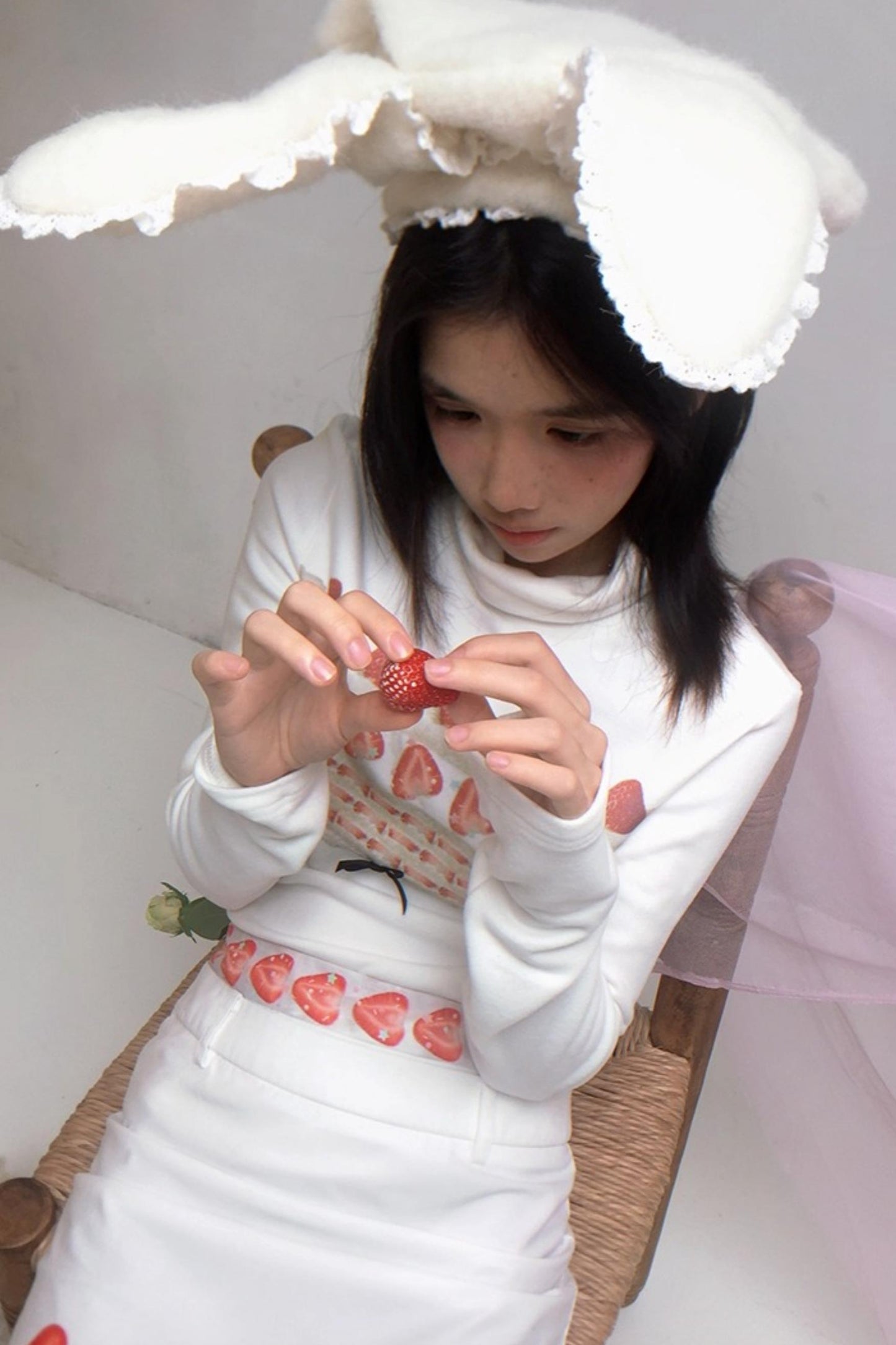 Happy Birthday Strawberry Cake Turtleneck Top