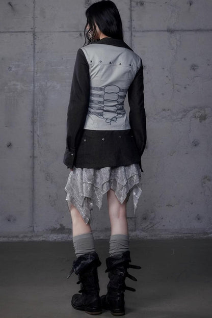 Vintage Punk Court Slim Print Long-Sleeved Shirts