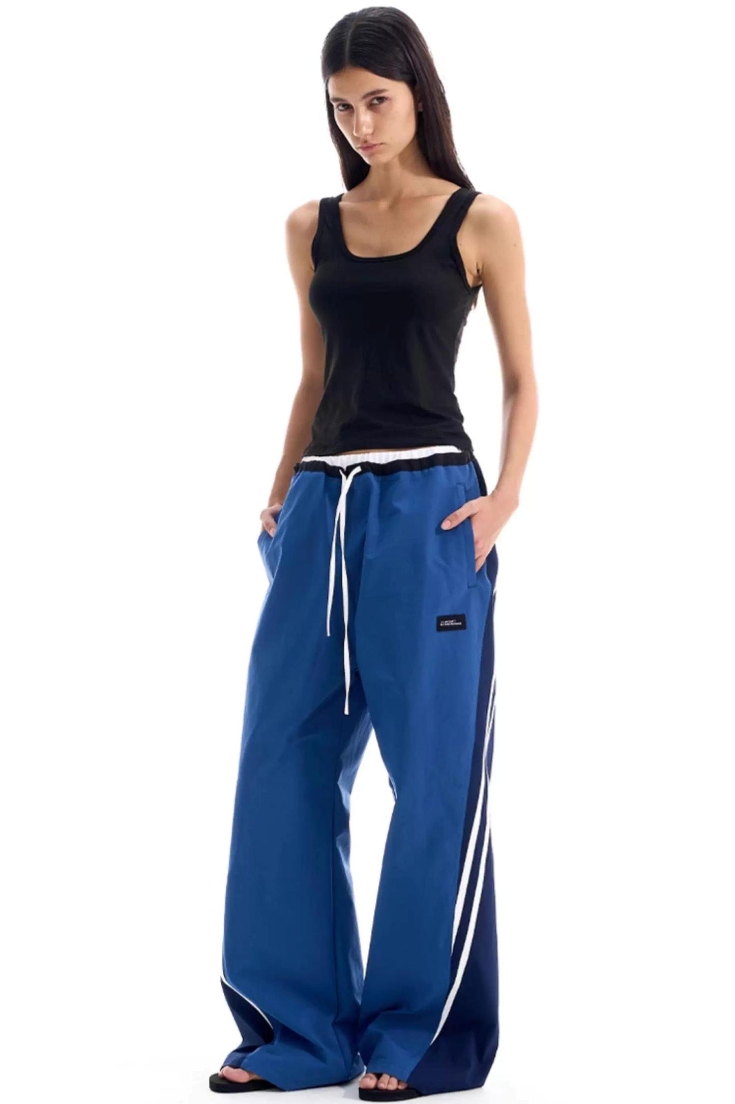 Contrast Striped Patchwork Pants