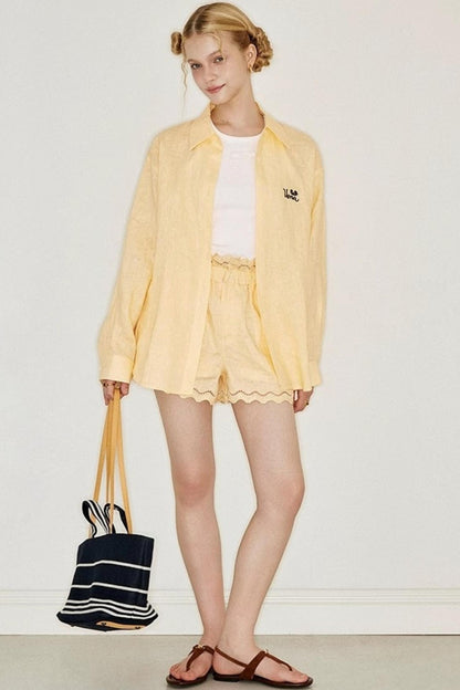 Lace Ensemble Shirt And Shorts Set-Up