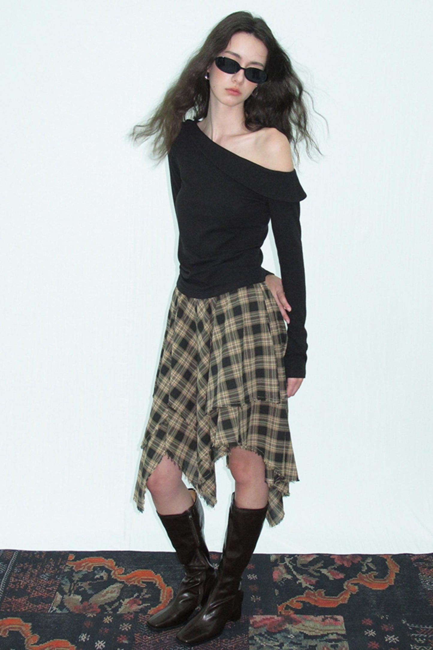 Wood Grain Pleat Skirt