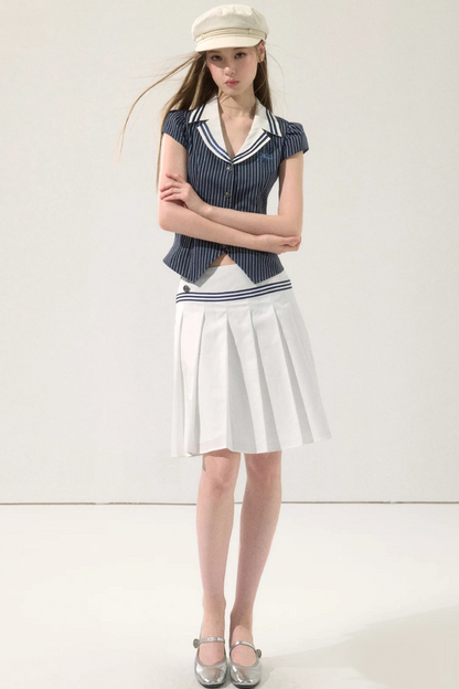 College Style Mid-Length Pleated Skirt