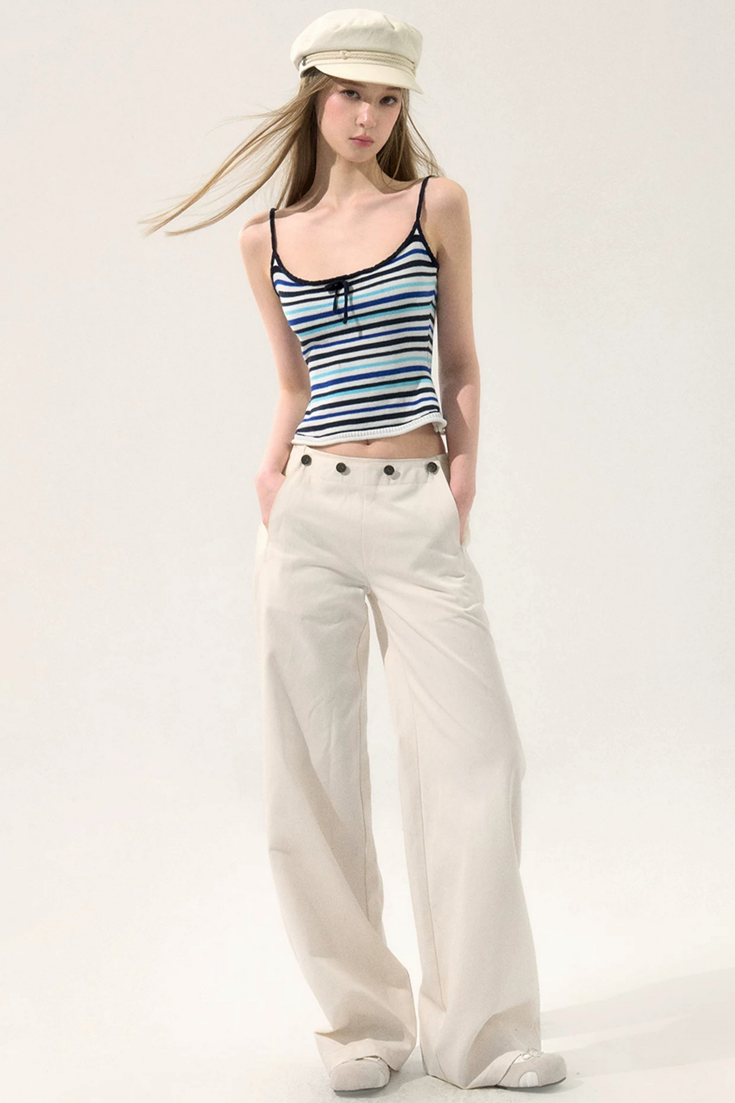 Vintage Draped Wide-Leg Pants