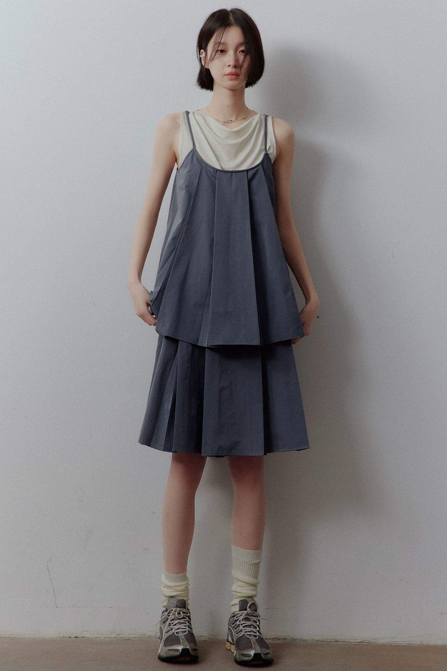 Midnight Blue Pleated Skirt Set-Up