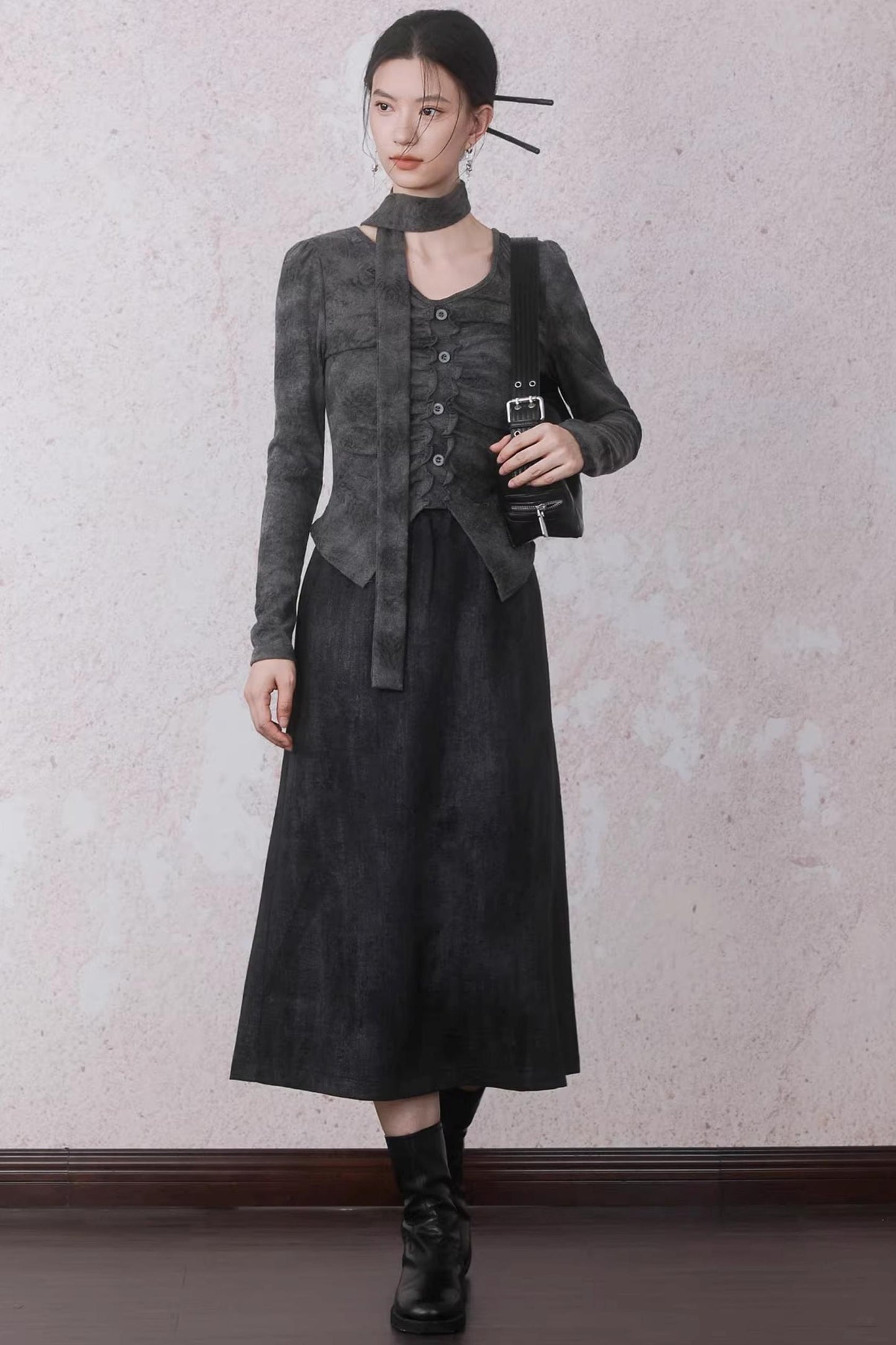 Rock Black Tie-dye Skirt