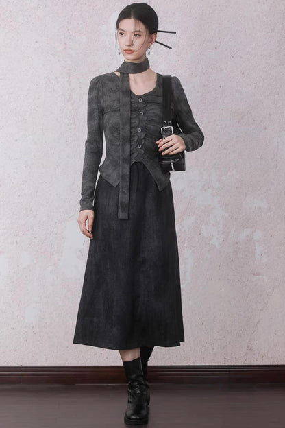 Rock Black Tie-dye Skirt