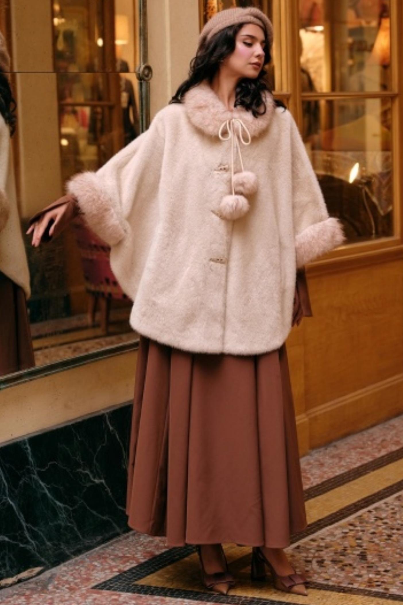 Lacemade Retro Fur Cape Coat
