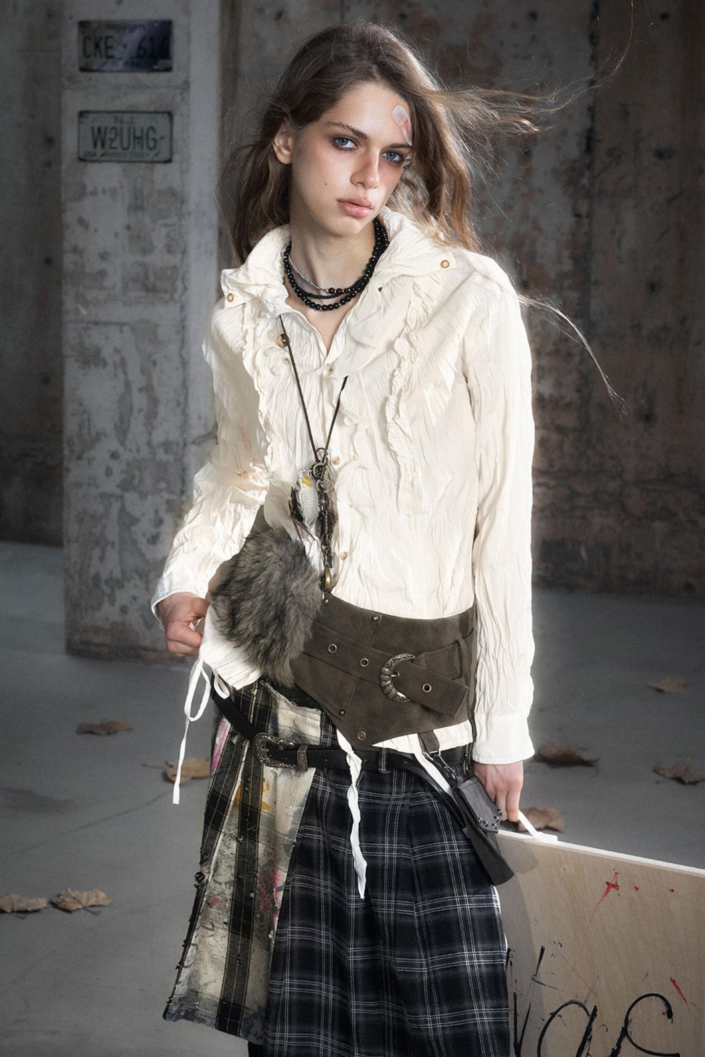 Wander Pleated Distressed Chiffon Shirt