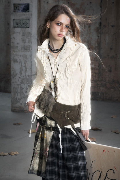 Wander Pleated Distressed Chiffon Shirt