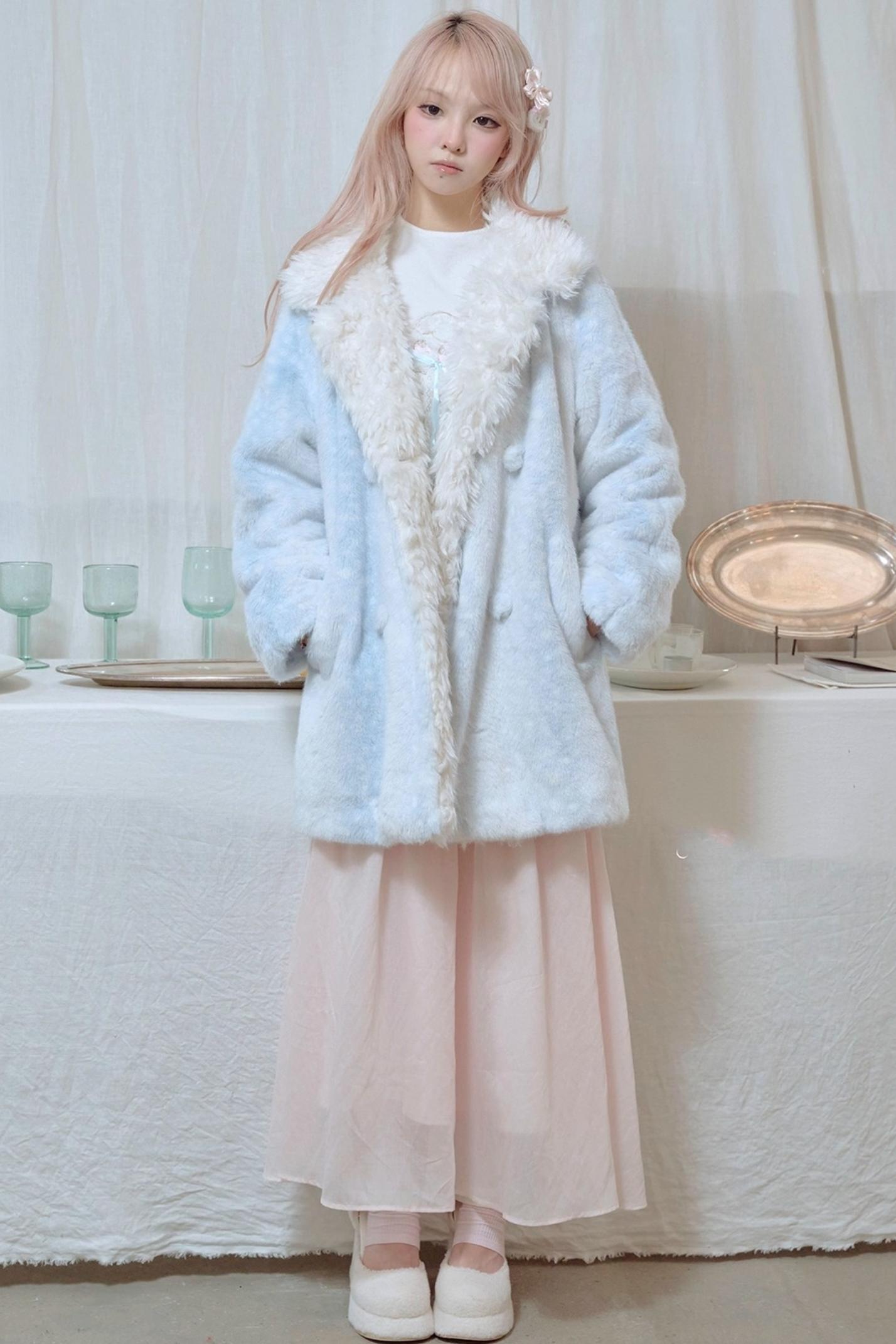 Fawn Print Rabbit Fur Coat