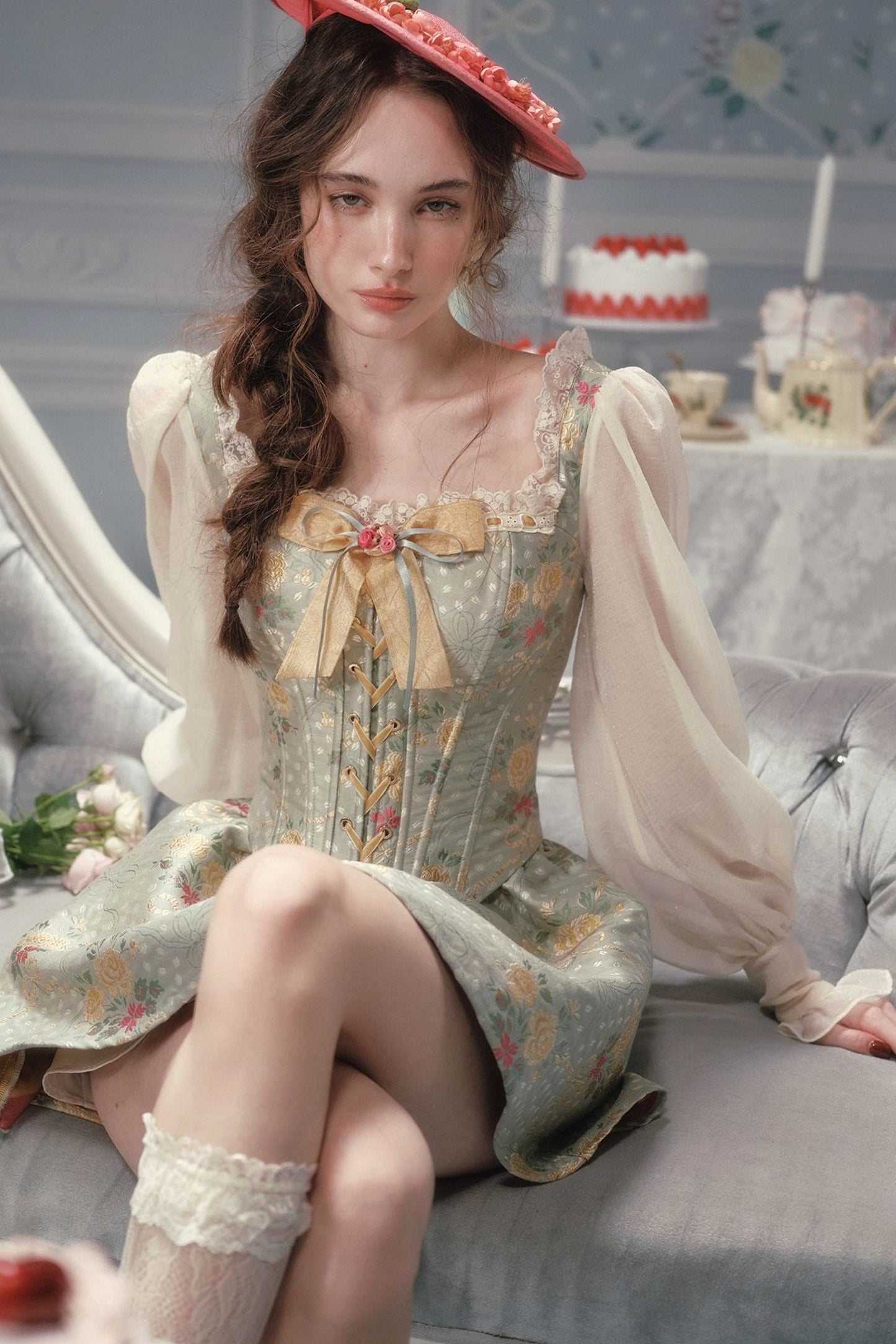 French Vintage Herringbone Dress