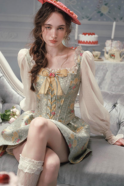 French Vintage Herringbone Dress