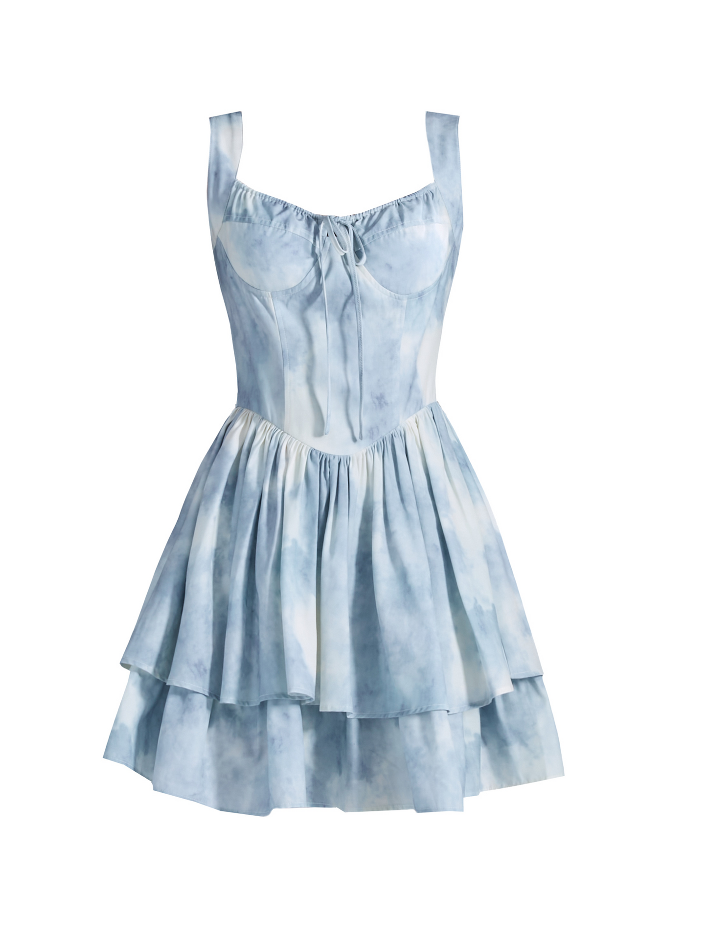 Tie-dye Dyed Ribbon Ruffle Dress