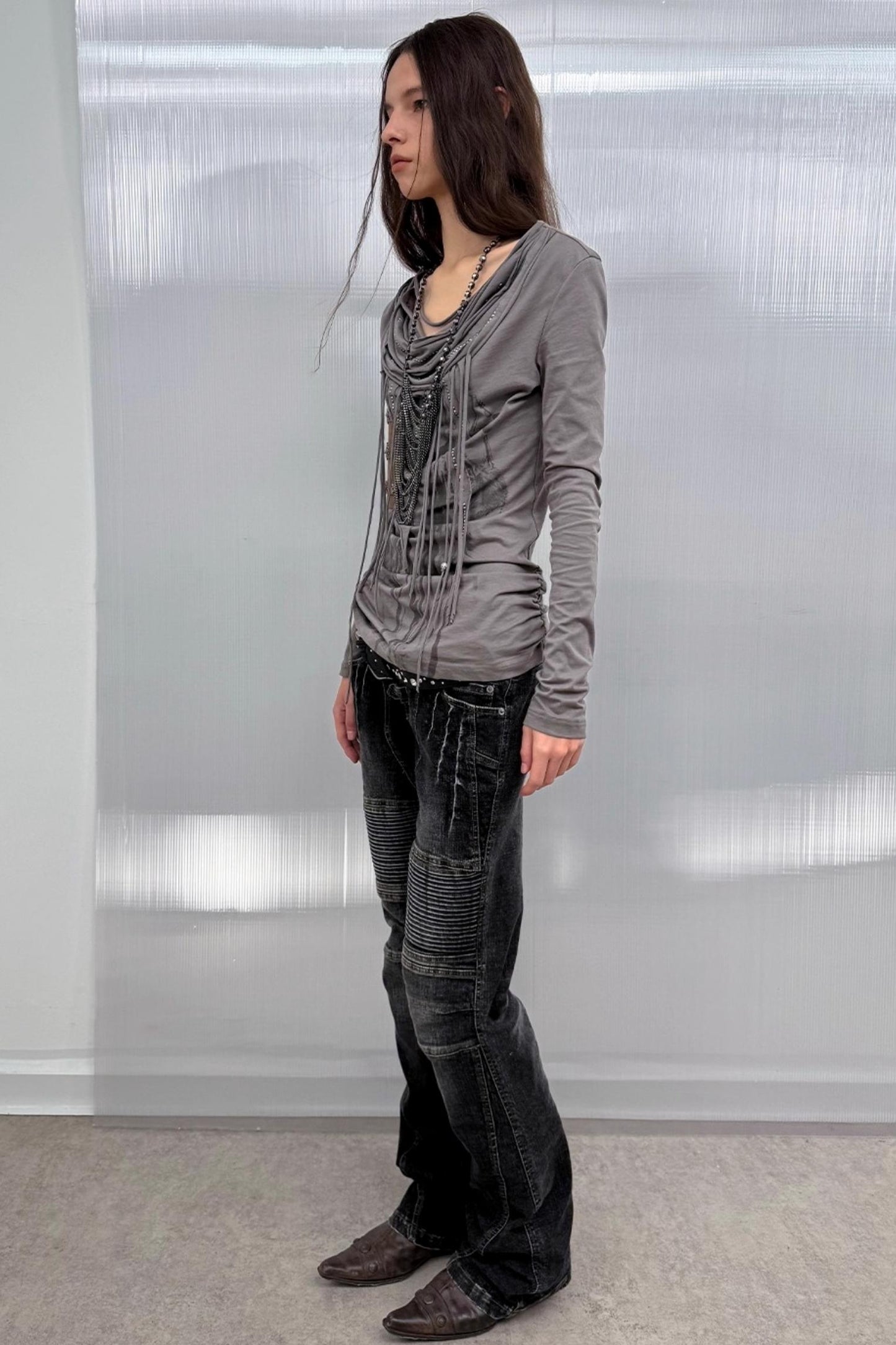 Motorcycle Style Low-Rise Casual Jeans