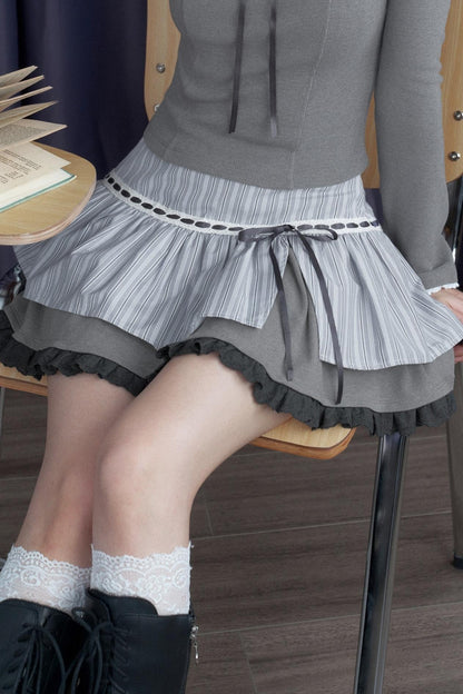 Blue Stripe Cute Skirt