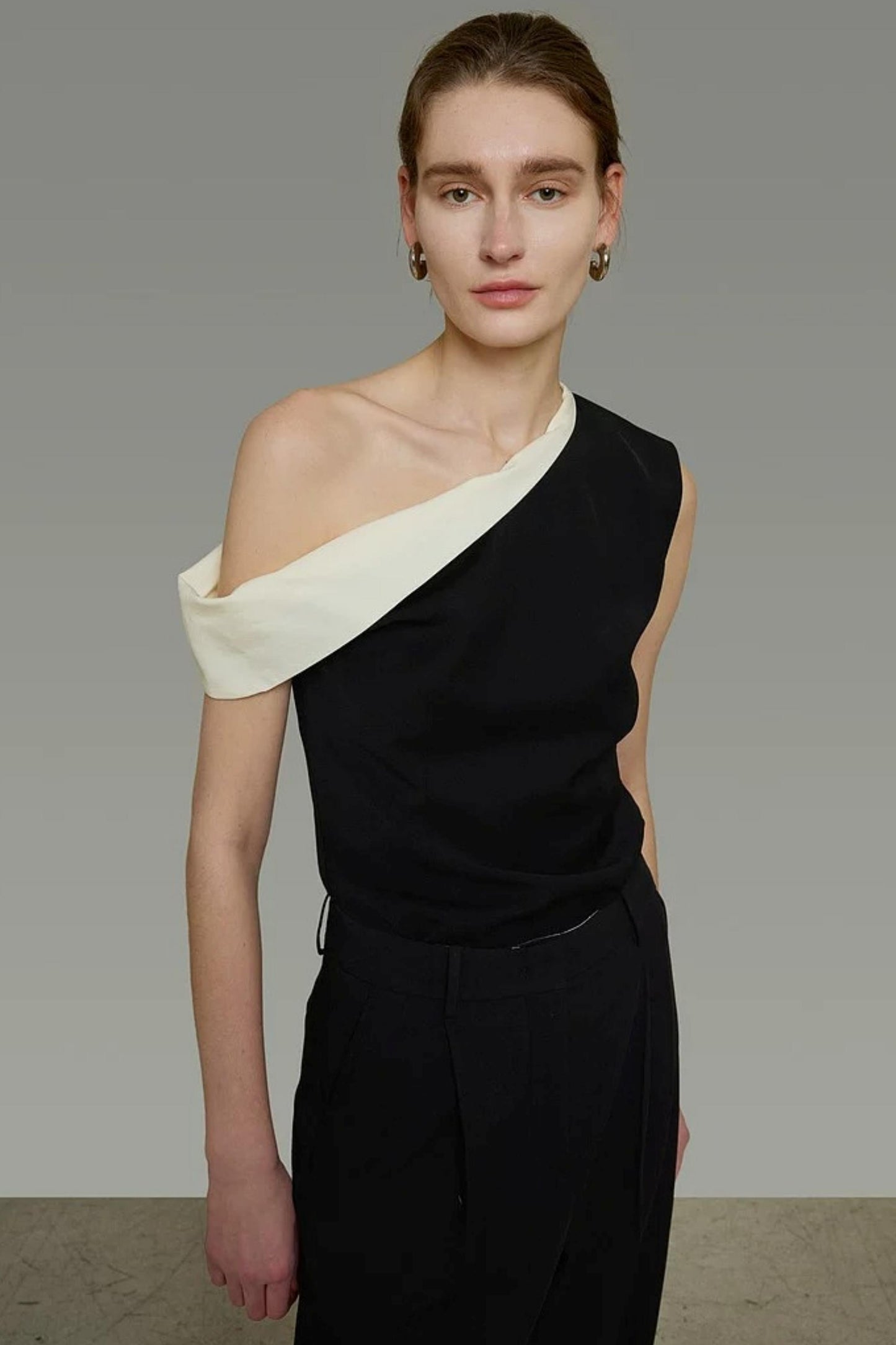 Black and White Slanted Top