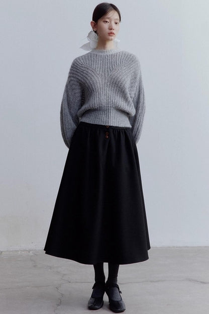 Furry Misty Gray Wool Top