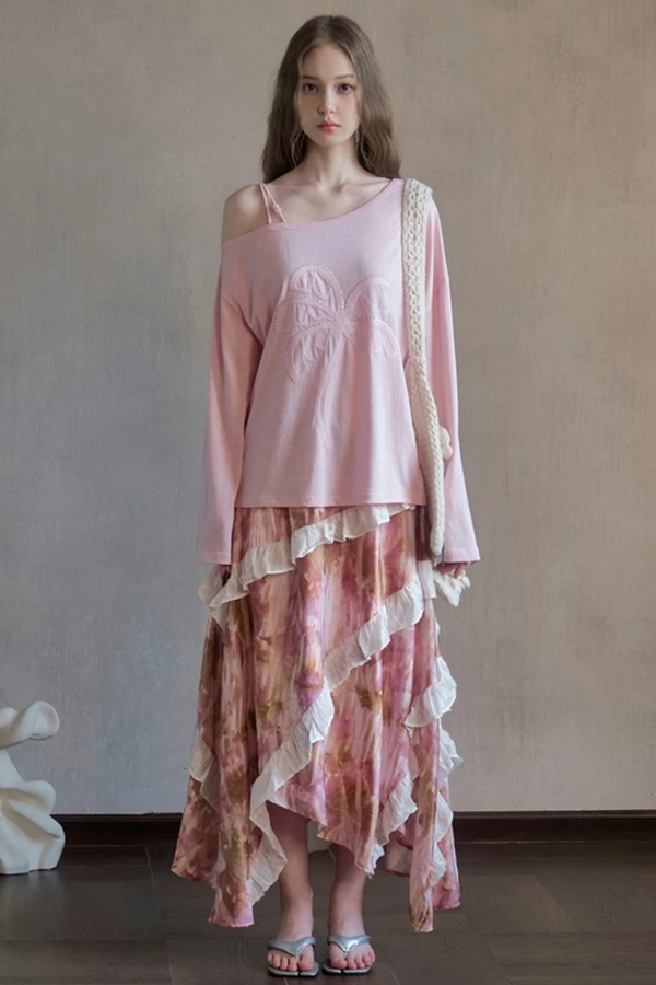 Sequin Embroidery Off-Shoulder Set-Up