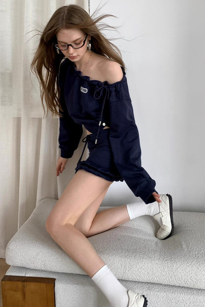 Cropped Sweatshirt Ruffle Set-Up