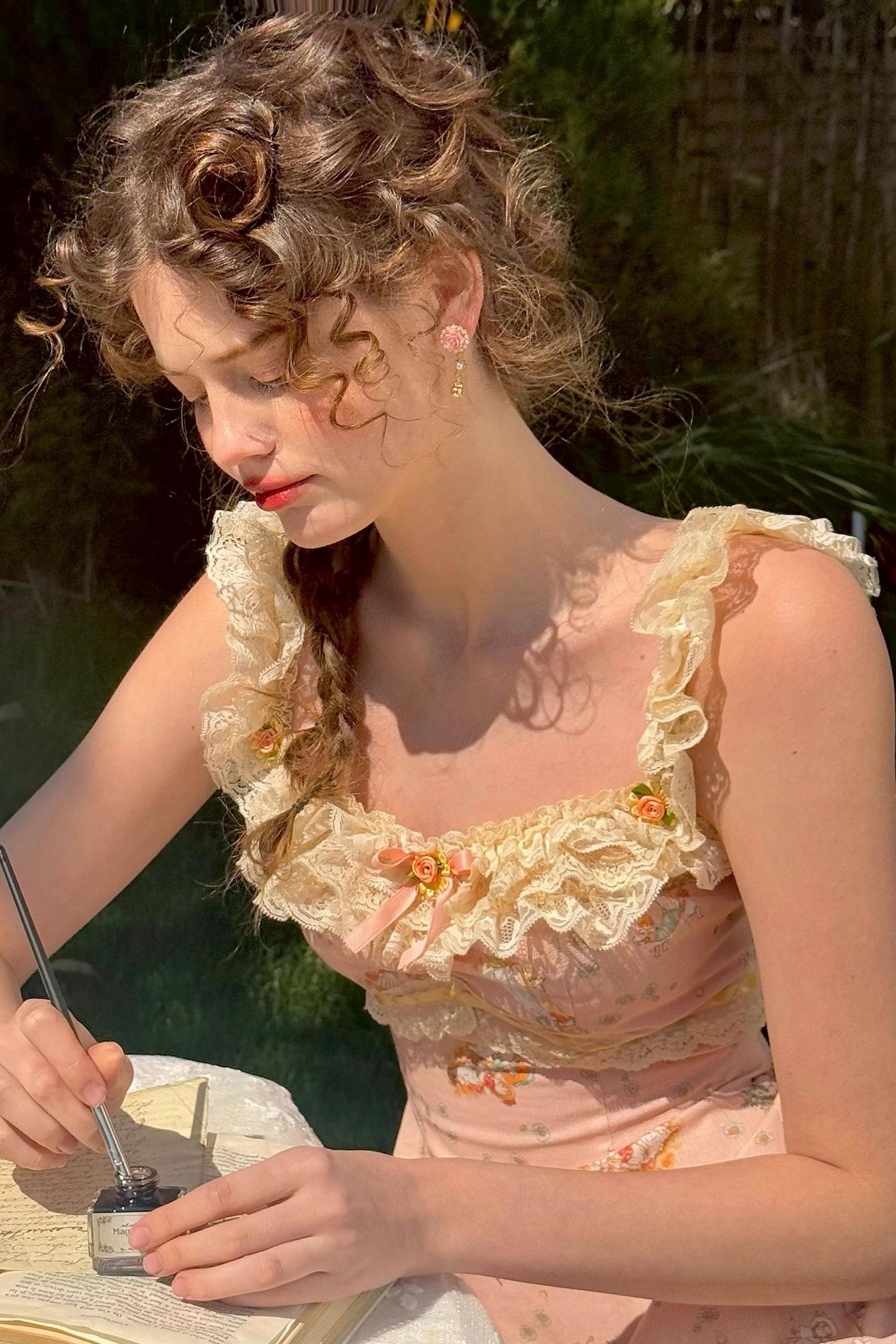 Rose Metallic Drop Earrings