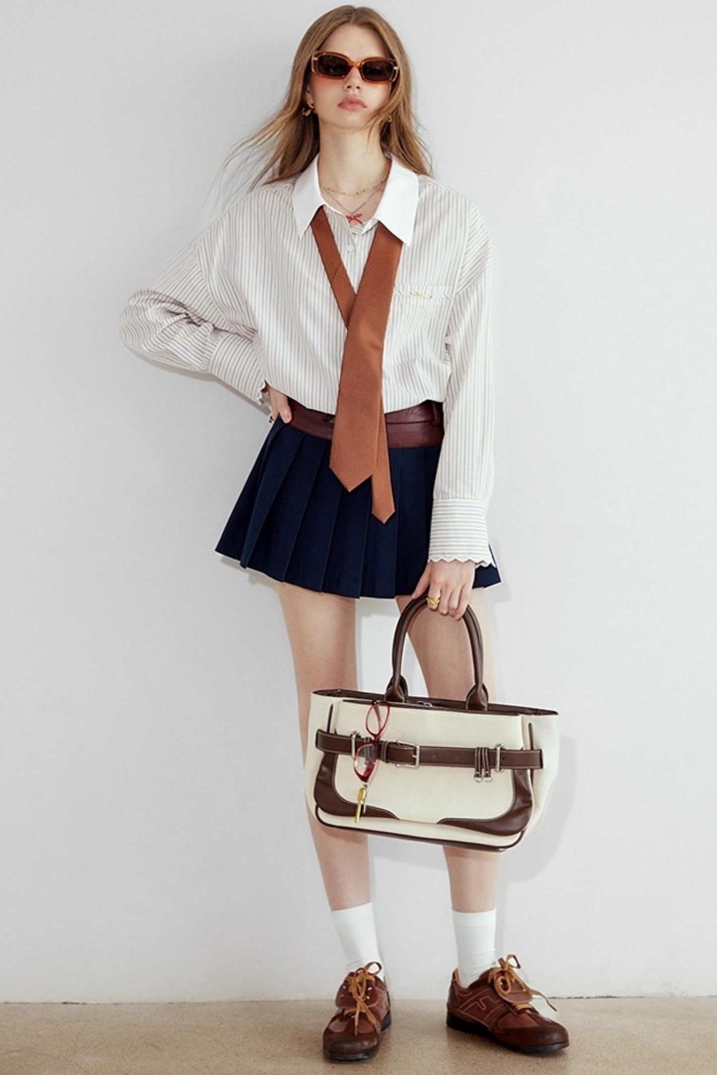 Double Waist Pleated Skirt