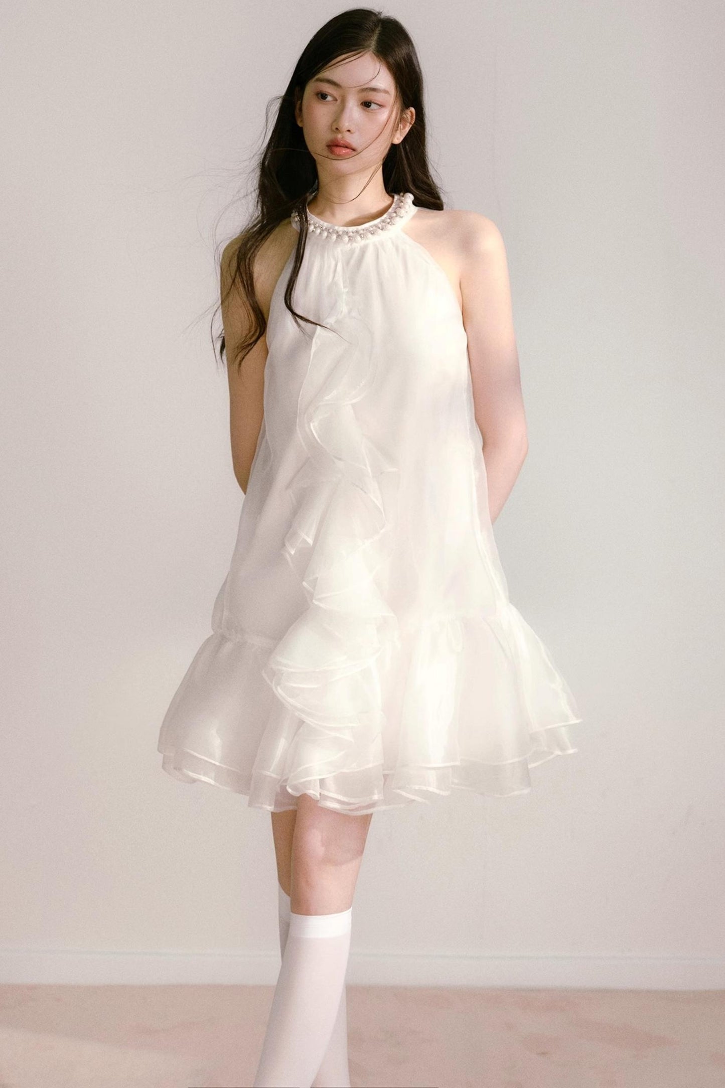 Ethereal Pearl Organza Dress