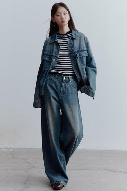 Restless Blue Wide-leg Denim Jeans